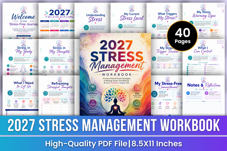 2027 Stress Management Workbook | Stress Relief, Mindfulness