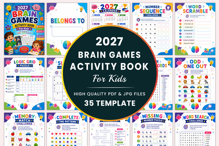 2027 Brain Games Activity Book Kdp interiors