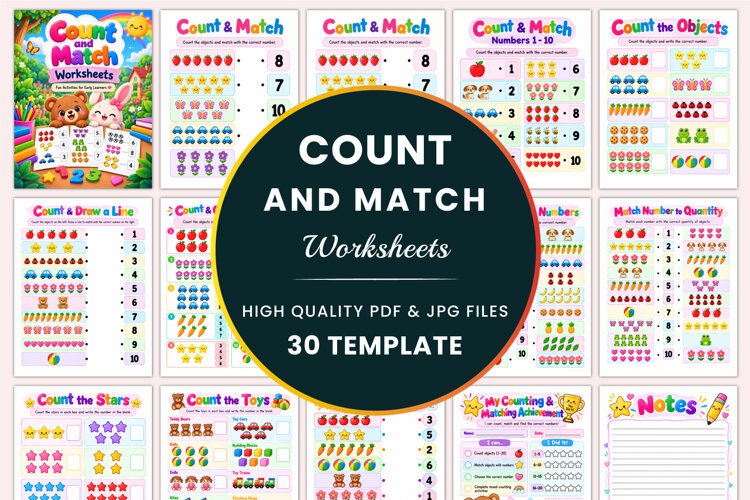 Count and Match Worksheets Kdp interiors example image 1