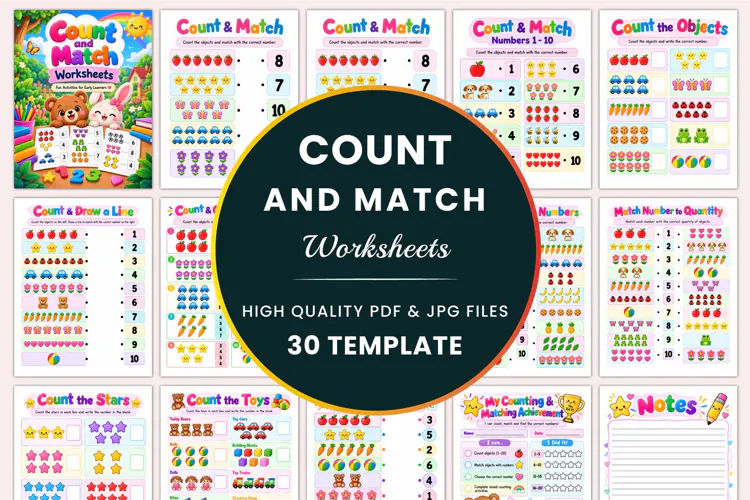 Count and Match Worksheets Kdp interiors