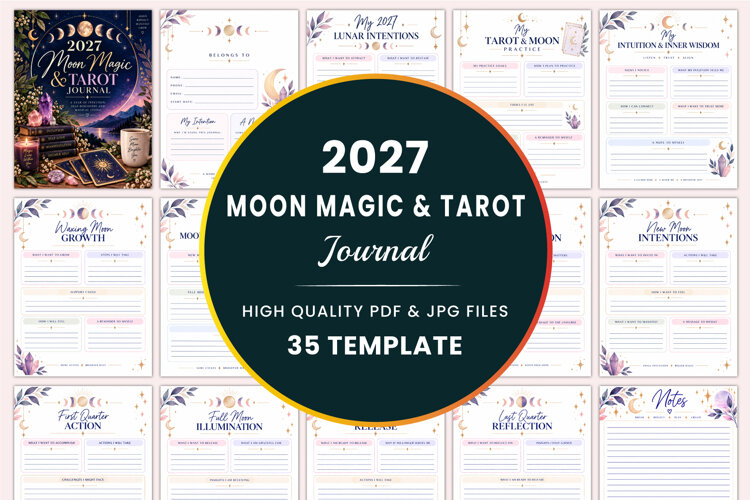 2027 Moon Magic & Tarot Journal Kdp interiors example image 1