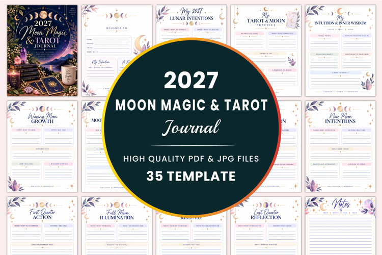 2027 Moon Magic & Tarot Journal Kdp interiors