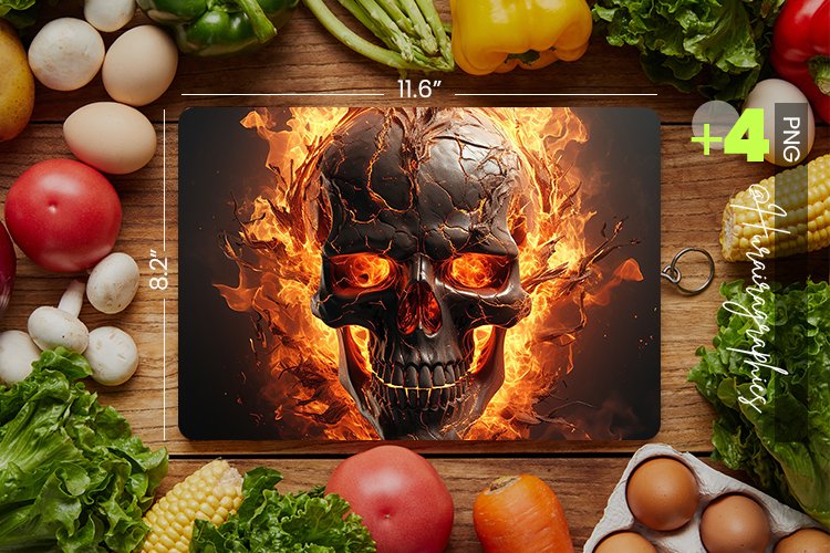 Burning Skull Cutting Board Design - 04 Variations