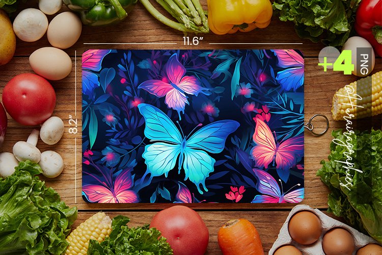 Holographic Butterflies Cutting Board Design - 04 Variations