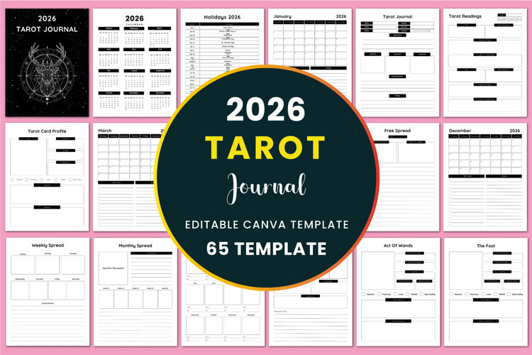 2026 Tarot Journal Canva Templates example image 1