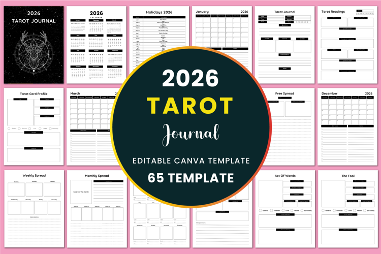 2026 Tarot Journal Canva Templates