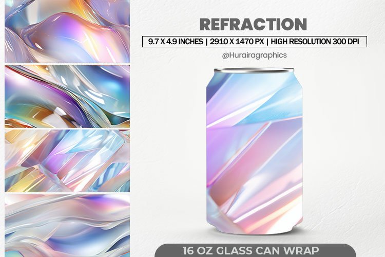 Refraction Glass Can Wrap,16 Oz Tumbler Sublimation