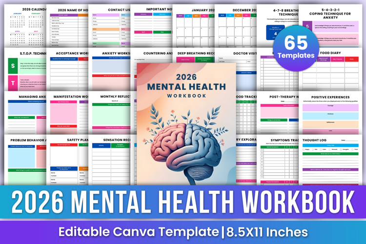 2026 Mental Health Workbook Canva Template