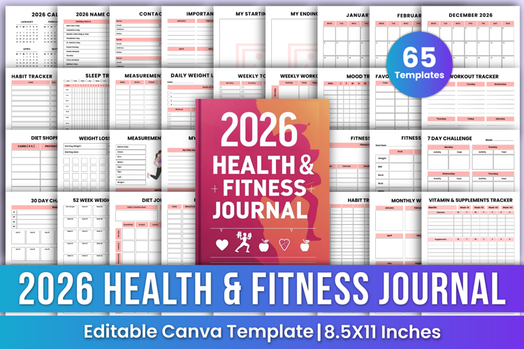 2026 Health & Fitness Journal Canva Template