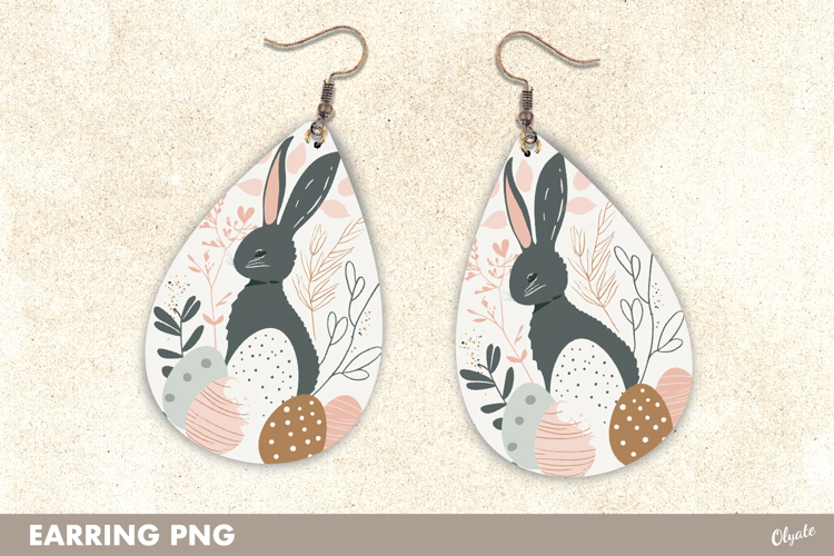 Earring Watercolor Sublimation. Easter Earrings Teardrop PNG