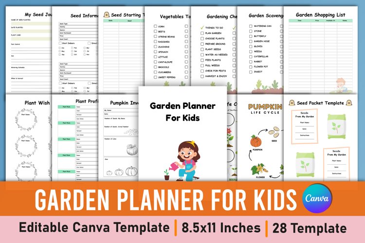 Editable Garden Planner For Kids Canva example image 1