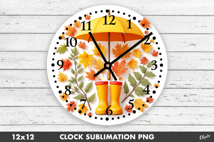 Clock Face Sublimation PNG. Fall, Autumn Design PNG