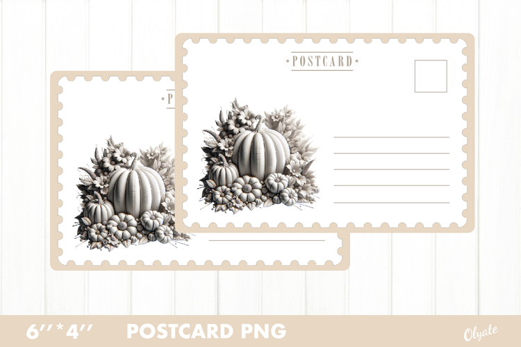 Vintage Halloween Card PNG. Pumpkin Postcard PNG