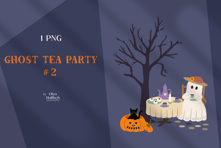Cute Ghost PNG. Spooky Halloween Tea Party Clipart