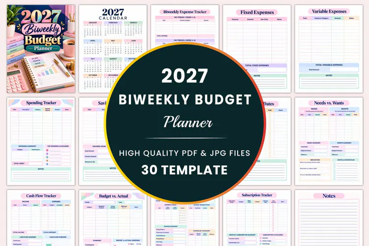 2027 Biweekly Budget Planner Kdp interiors