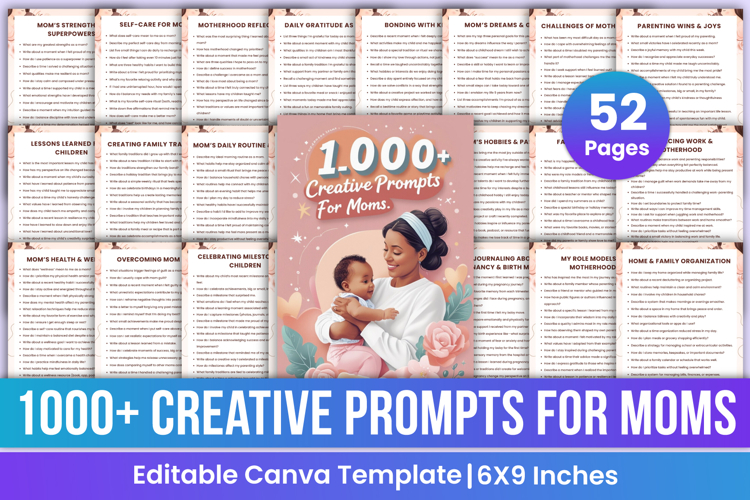 1000 Creative Prompts for Moms Canva Template