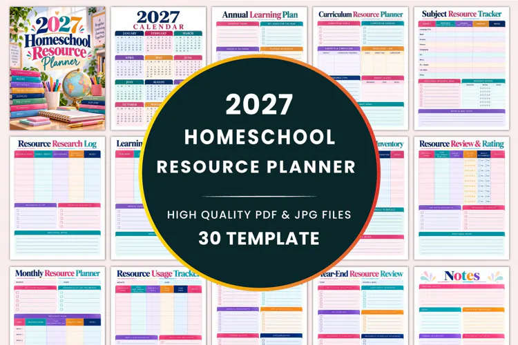 2027 Homeschool Resource Planner Kdp interiors