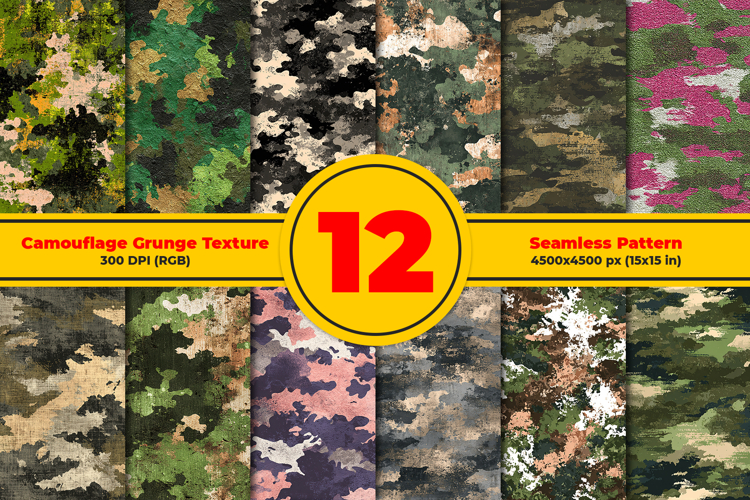 Camouflage Grunge Texture Seamless Pattern and Digital paper