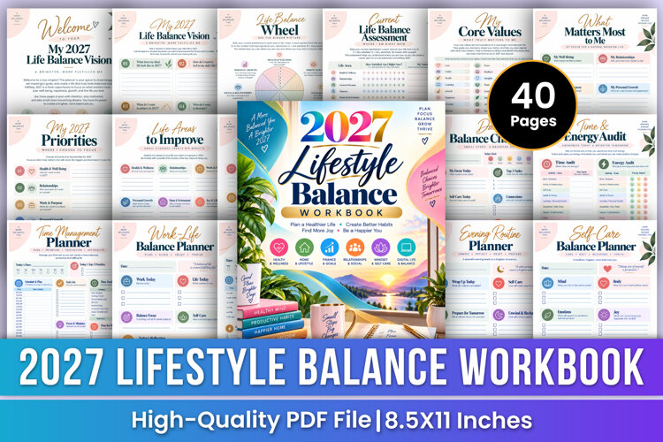 2027 Lifestyle Balance Workbook | Life Planning, Wellness example image 1