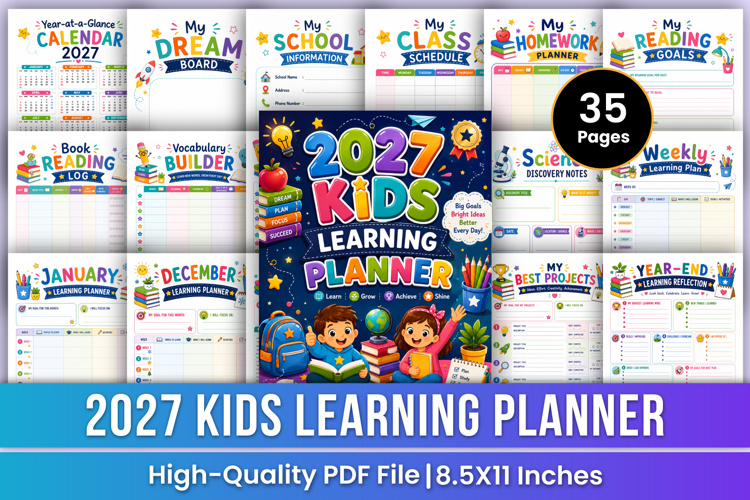 2027 Kids Learning Planner | Study & Homework