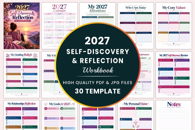 2027 Self-Discovery & Reflection Workbook Kdp interiors example image 1