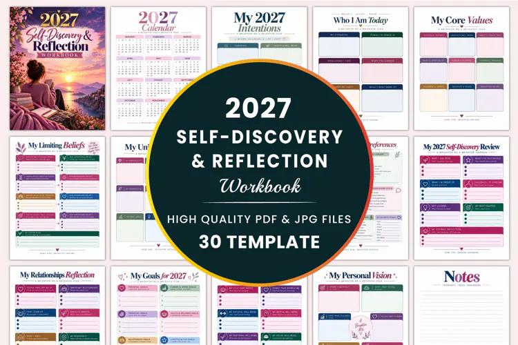2027 Self-Discovery & Reflection Workbook Kdp interiors