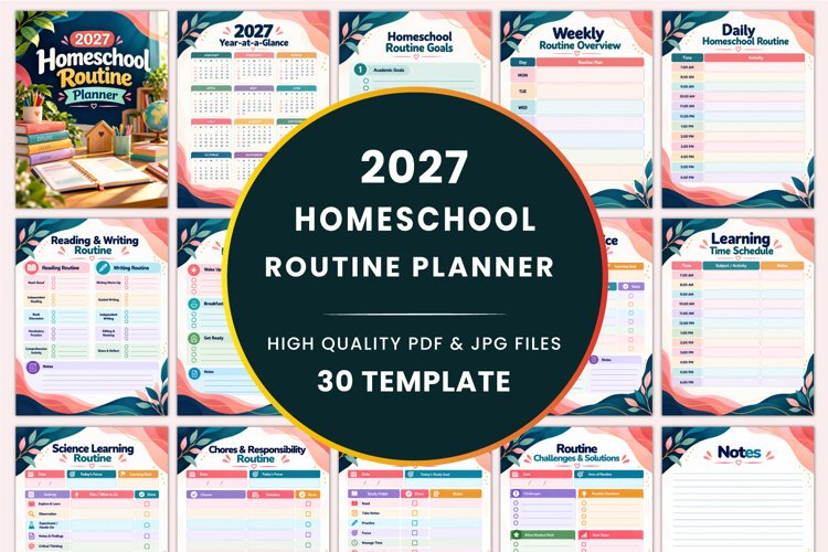 2027 Homeschool Routine Planner Kdp interiors example image 1