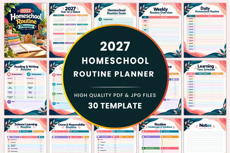 2027 Homeschool Routine Planner Kdp interiors