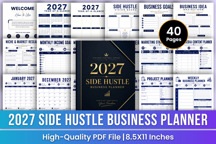 2027 Side Hustle Business Planner | Business Organizer PDF