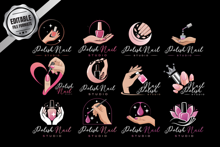 12 Feminine Nail Polish Salon Logo