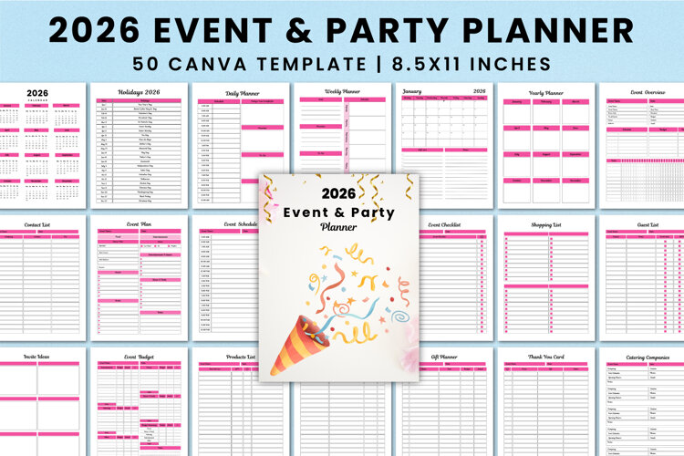 2026 Event & Party Planner For Canva KDP Interior example image 1