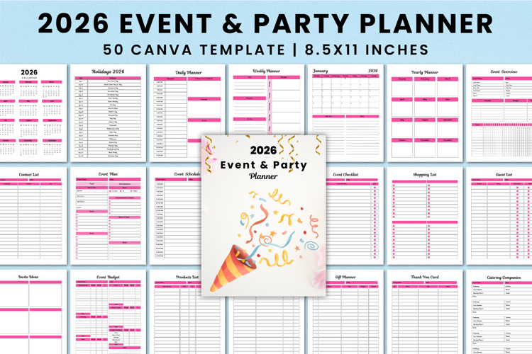 2026 Event & Party Planner For Canva KDP Interior