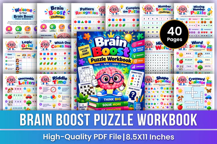 Brain Boost Puzzle Workbook | Logic Puzzles, Brain Games