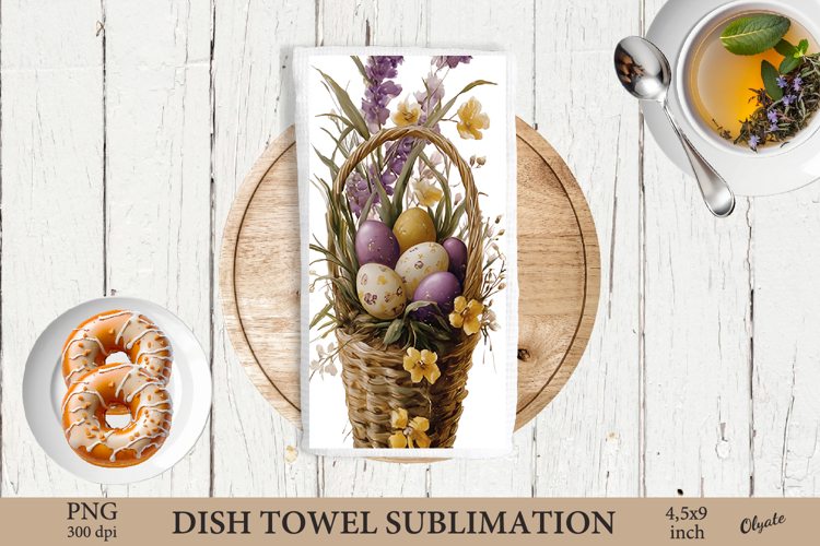 Easter Dish Towel Sublimation, Watercolor Easter PNG