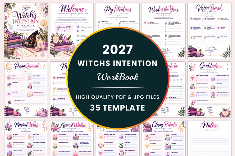 2027 Witch’s Intention Workbook Kdp interiors