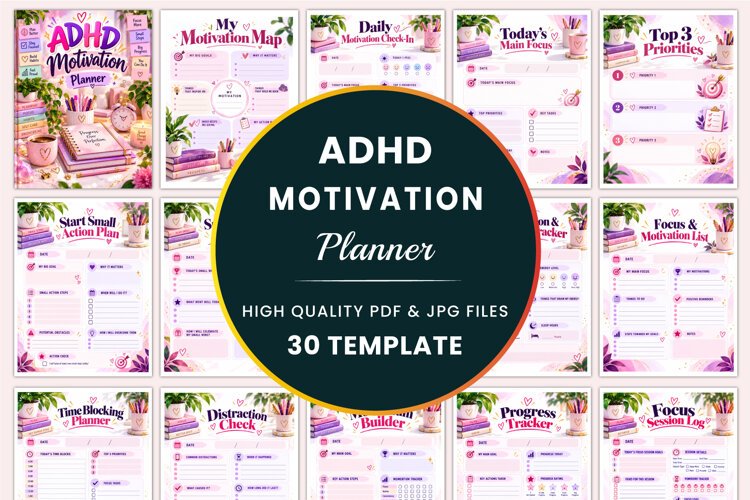 ADHD Motivation Planner Kdp interiors example image 1