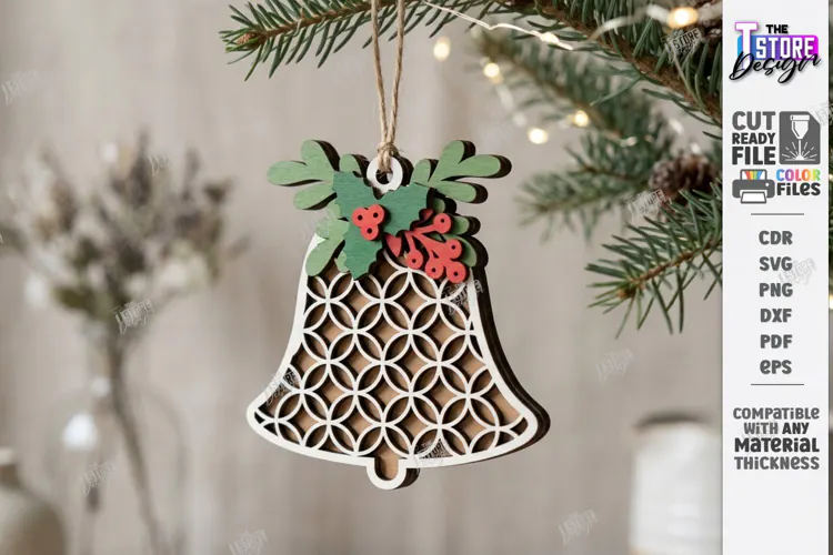 3D Layered Christmas Ornament Laser Cut | Christmas Bell