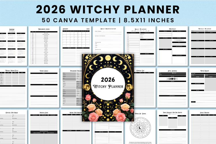 2026 Witchy Planner For Canva Templates
