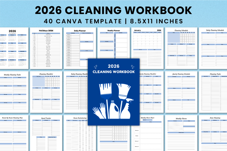 2026 Cleaning Workbook Canva KDP Interior