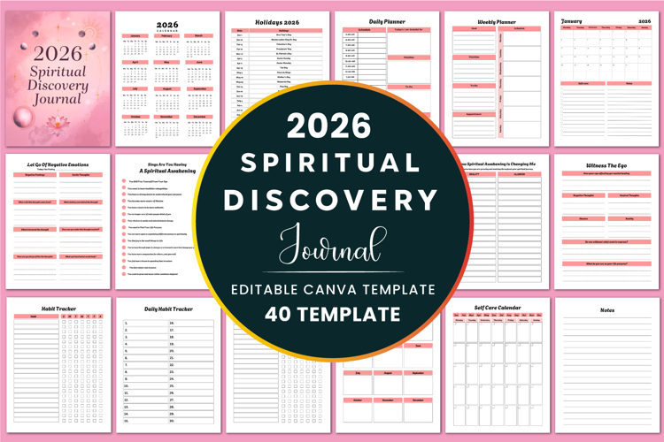 2026 Spiritual Discovery Journal Canva Templates