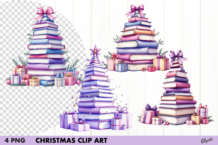 Watercolor Lilac Christmas Tree Clipart PNG