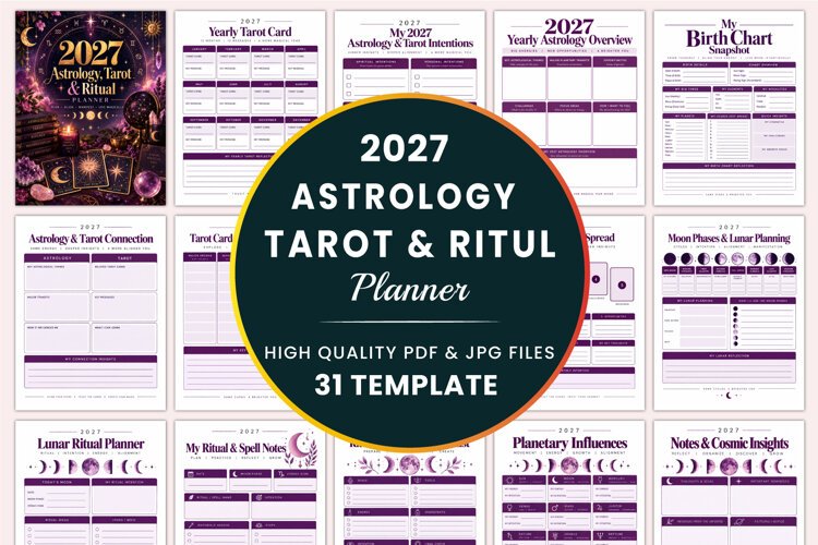 2027 Astrology, Tarot & Ritual Planner Kdp interiors example image 1