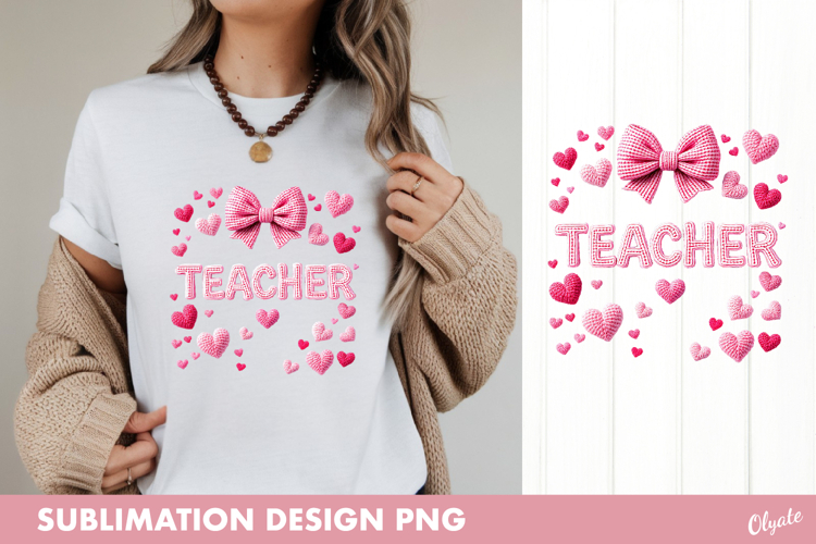 Pink Crochet Teacher Sublimation PNG