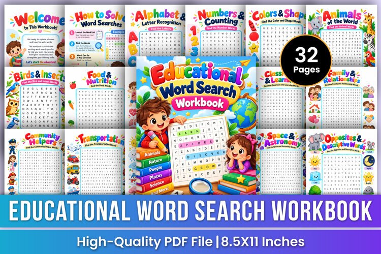 Educational Word Search Workbook | Kids Vocabulary, Alphabet example image 1