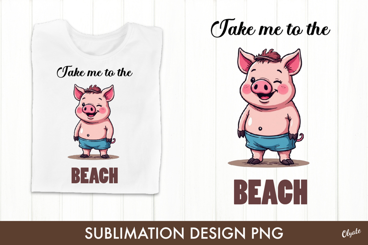 Beach Sublimation Design. Funny Piggy PNG