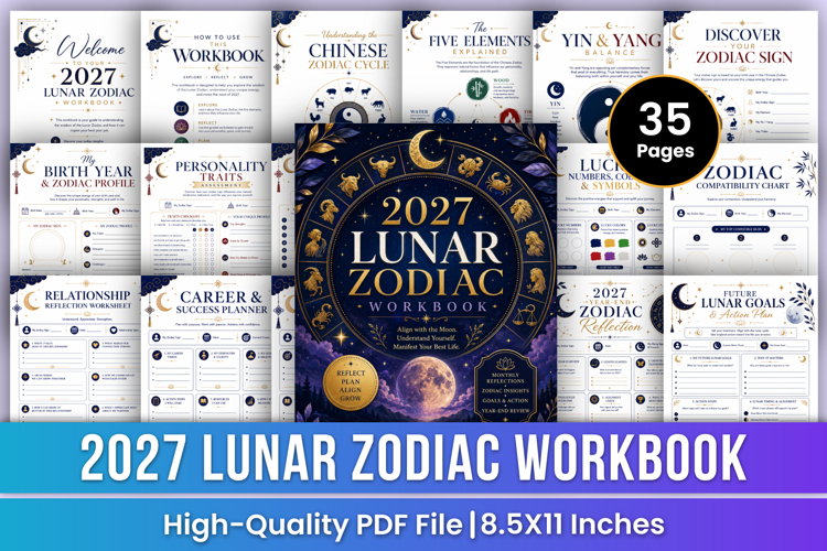 2027 Lunar Zodiac Workbook | Moon Astrology & Spiritual