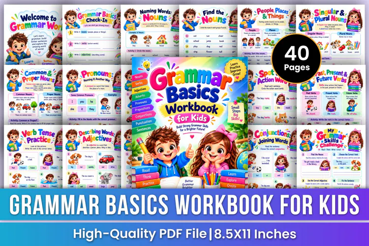Grammar Basics Workbook for Kids | Nouns, Verbs, Adjectives