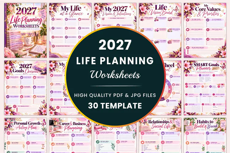 2027 Life Planning Worksheets Kdp interiors