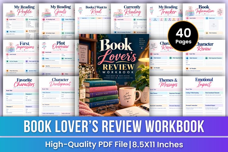 Book Lover’s Review Workbook | Reading Goals, Book Tracking example image 1