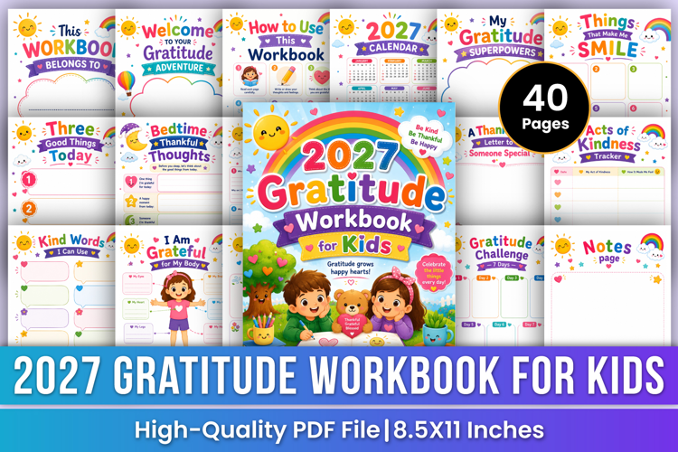 2027 Gratitude Workbook for Kids | Positive Mindset & Daily